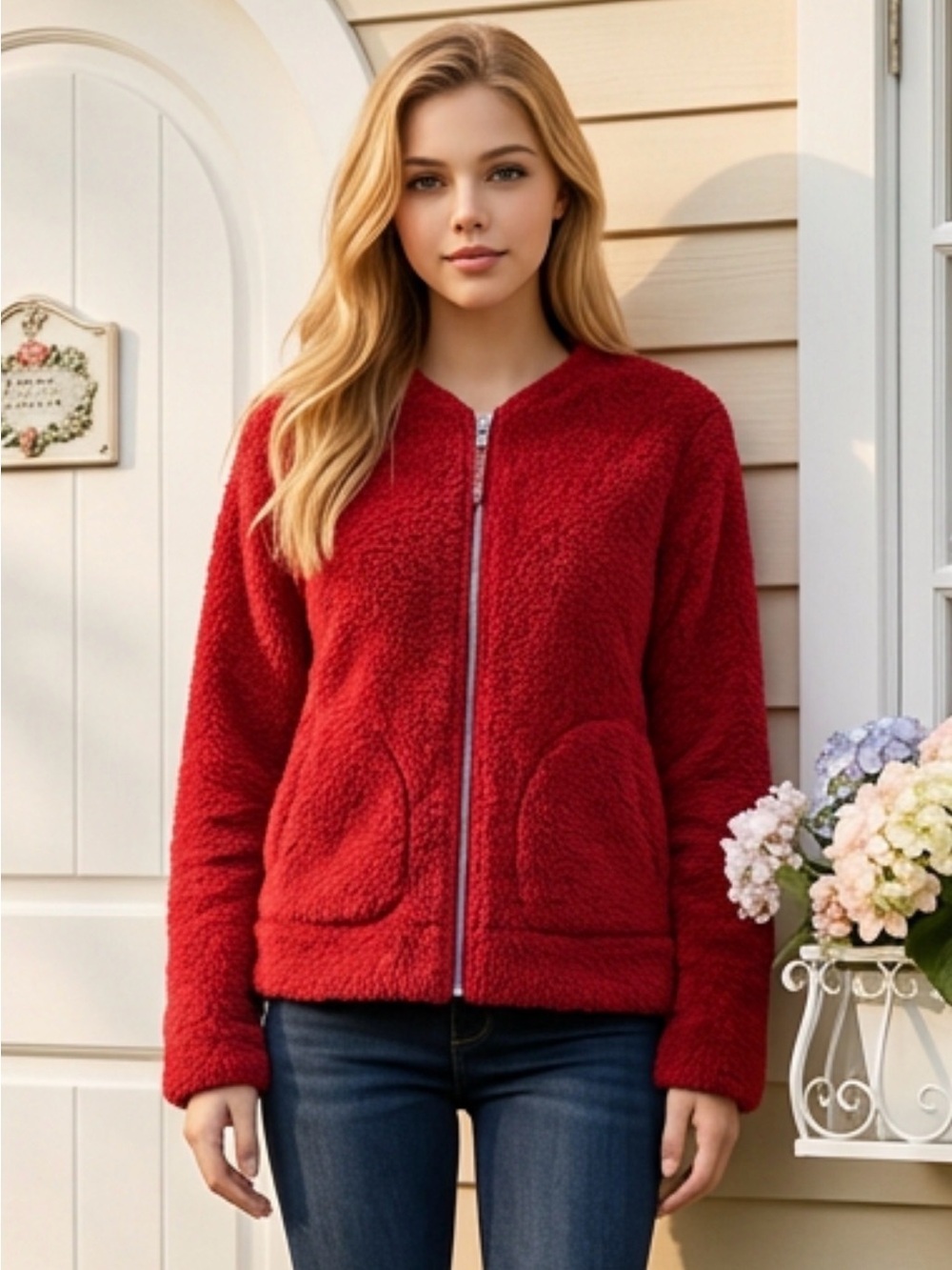lululemon athletica Red Sherpa Zip Jacket - Women's